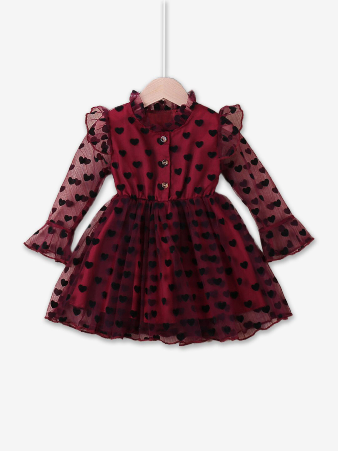

Hopscotch Girls Conversational Printed Fit & Flare Dress, Red