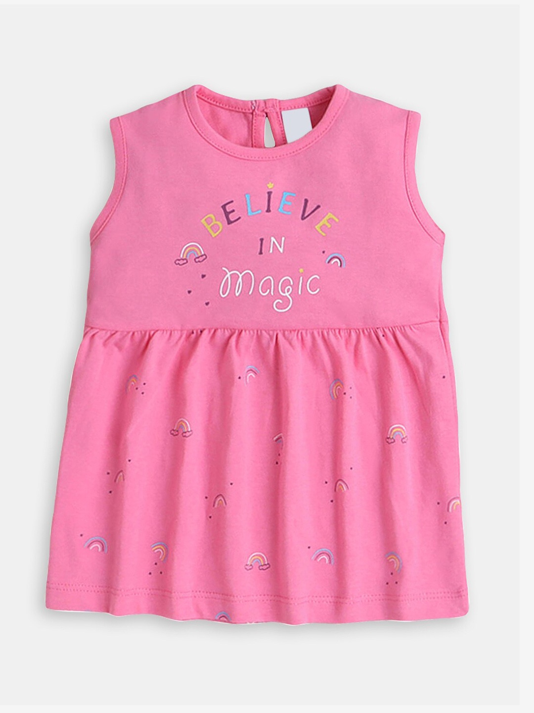 

Hopscotch Infant Girls Typography Printed Fit & Flare Dress, Pink
