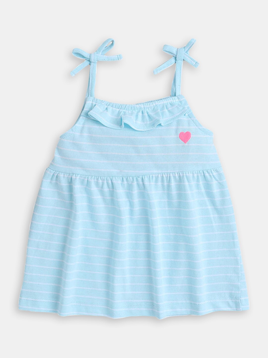 

Hopscotch Infant Girls Striped Shoulder Strap Ruffled Fit & Flare Dress, Blue
