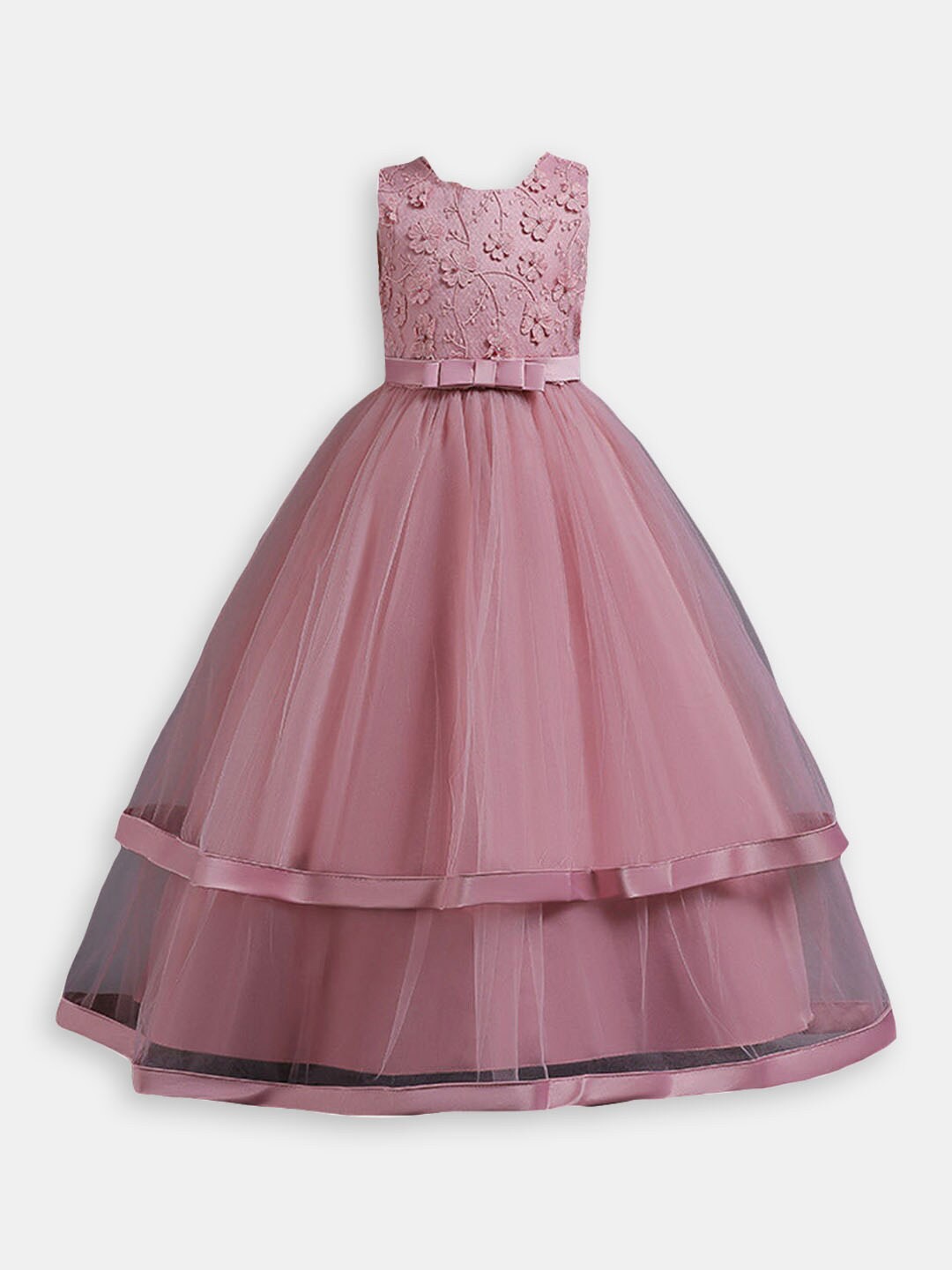

Hopscotch Girls Self Design Fit & Flare Maxi Dress, Mauve