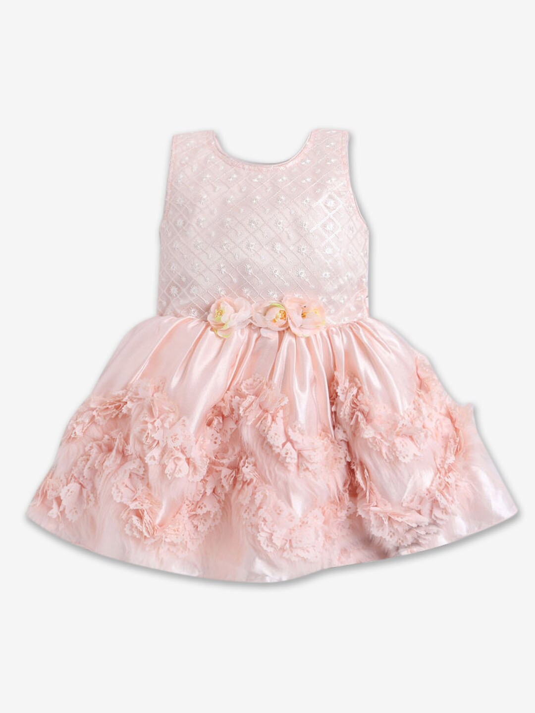 

Hopscotch Girls Self Design Fit & Flare Dress, Pink