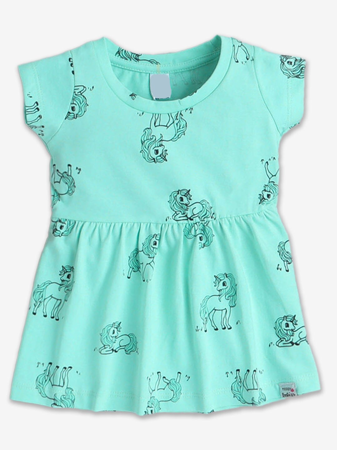 

Hopscotch Infant Girls Conversational Printed Fit & Flare Dress, Sea green