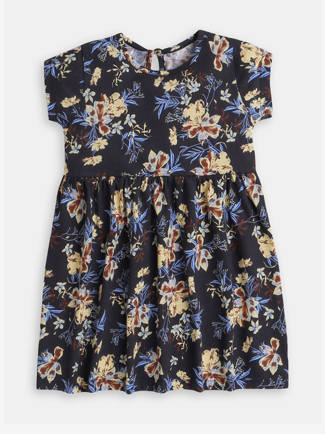 

Hopscotch Girls Floral Printed Fit & Flare Dress, Black