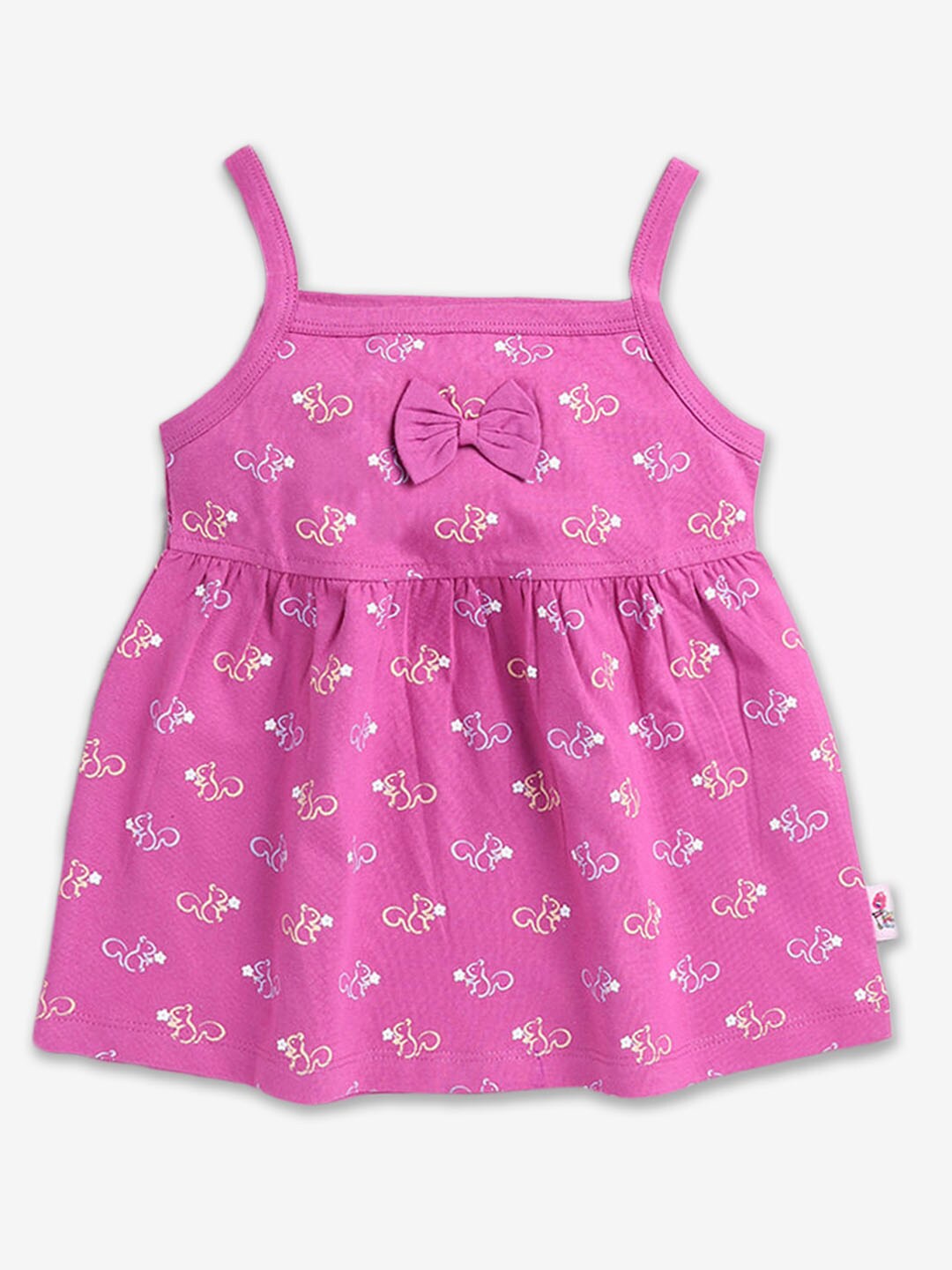 

Hopscotch Infant Girls Conversational Printed Bow Detail Fit & Flare Dress, Pink