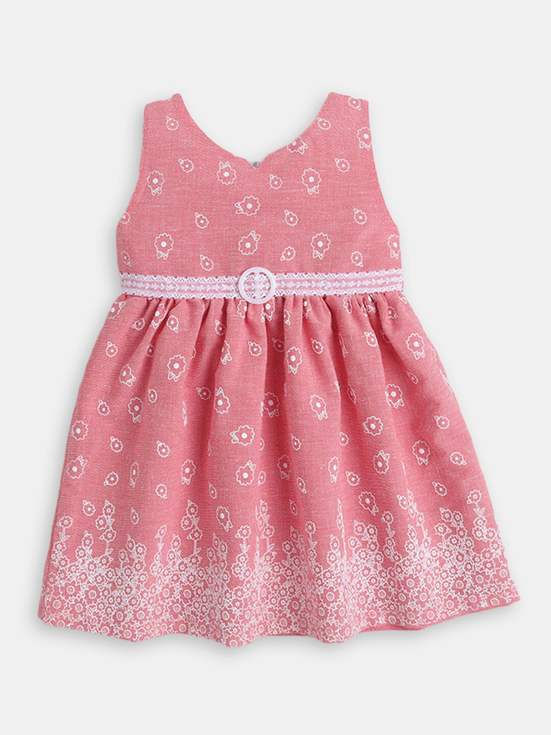 

Hopscotch Girls Floral Printed Fit & Flare Dress, Pink
