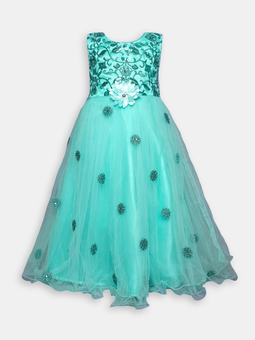 

Hopscotch Girls Embellished Sequined Gown Dress, Turquoise blue