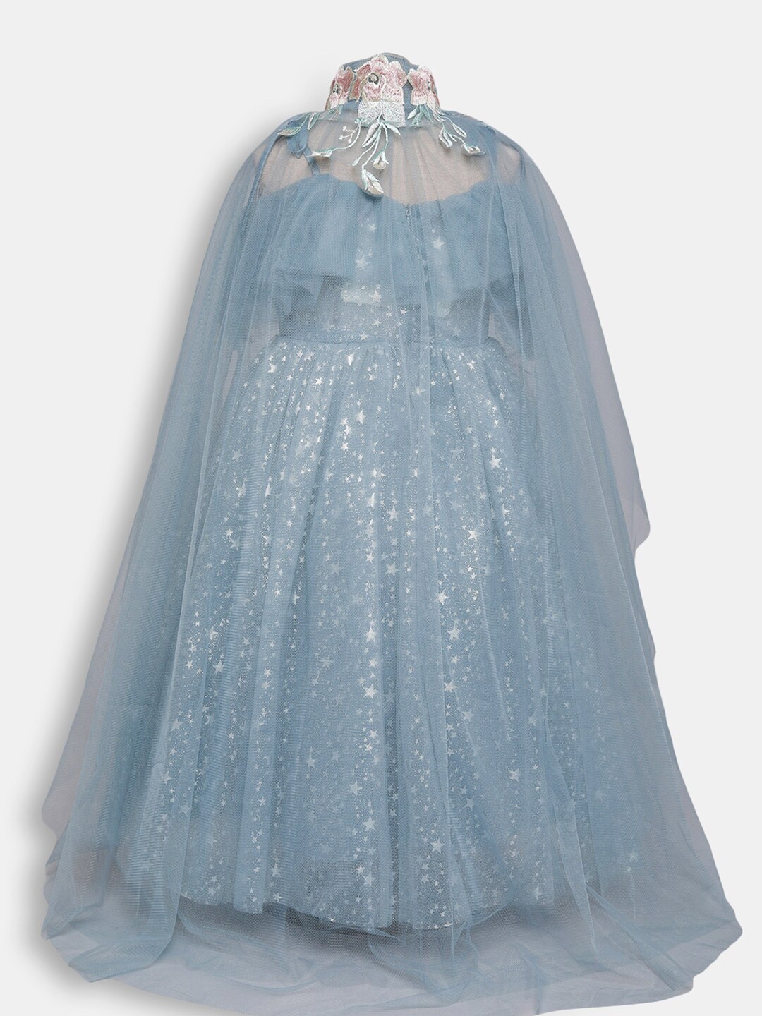 

Hopscotch Girls Embellished Shoulder Strap Party Gown Dress With Cape, Blue