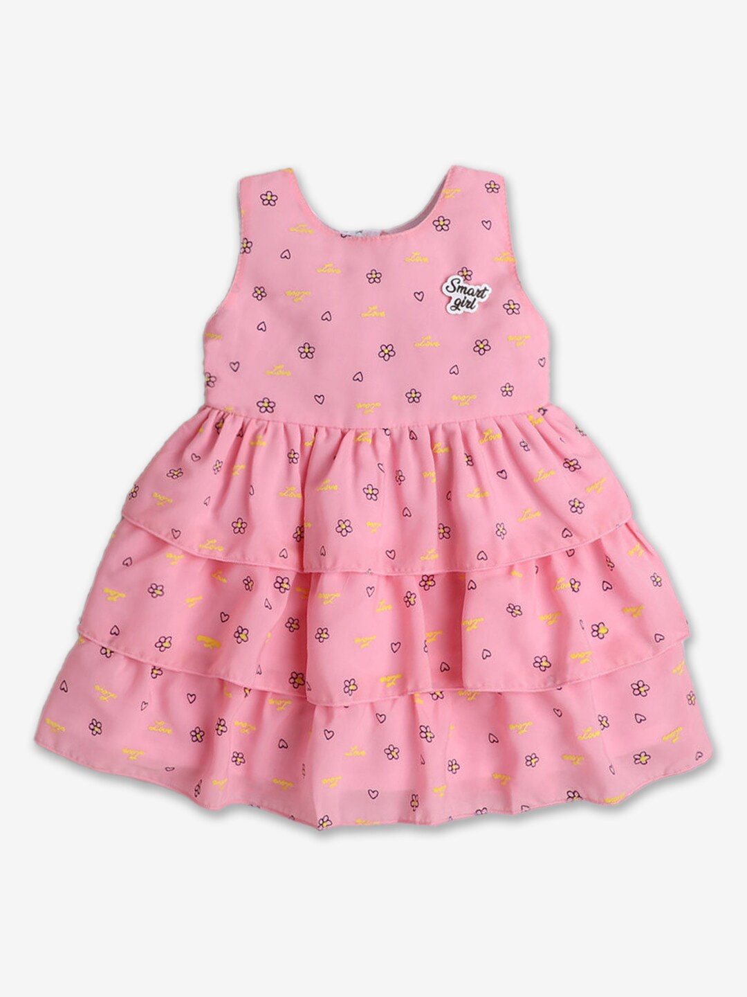 

Hopscotch Infant Girls Conversational Printed Layered Fit & Flare Dress, Pink