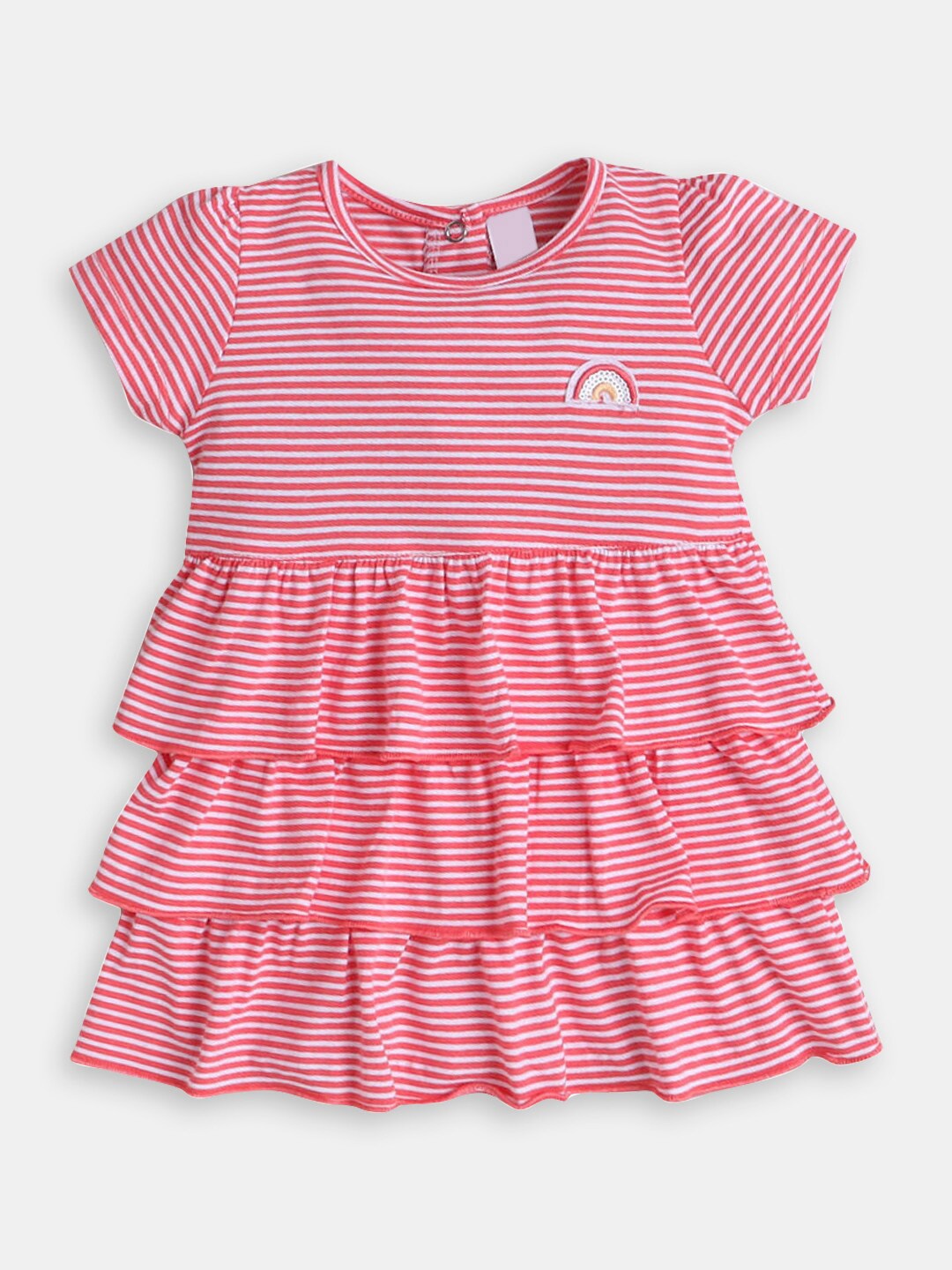 

Hopscotch Infant Girls Striped Tiered A-Line Dress, Pink