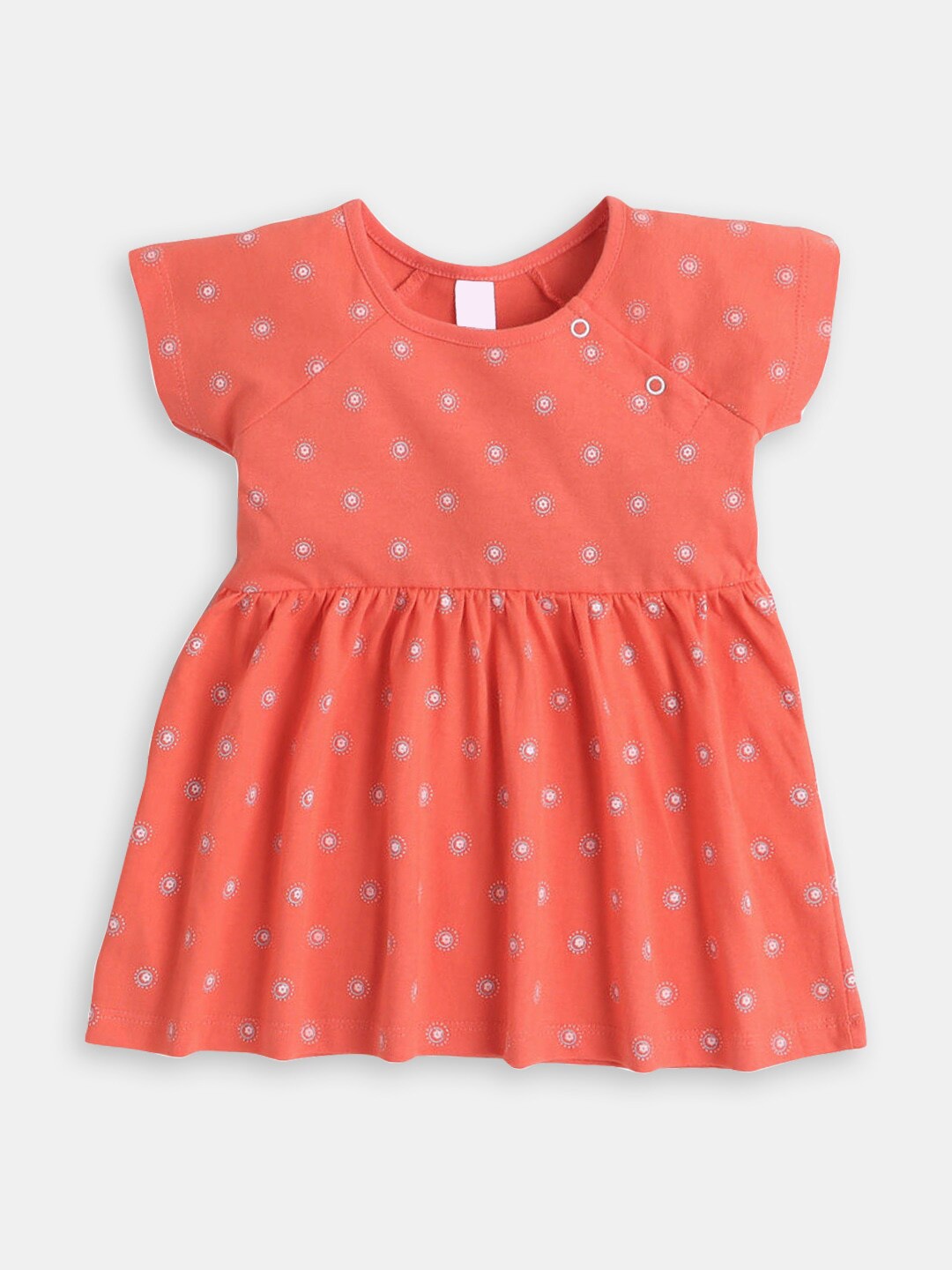 

Hopscotch Infant Girls Conversational Printed Fit & Flare Dress, Rust