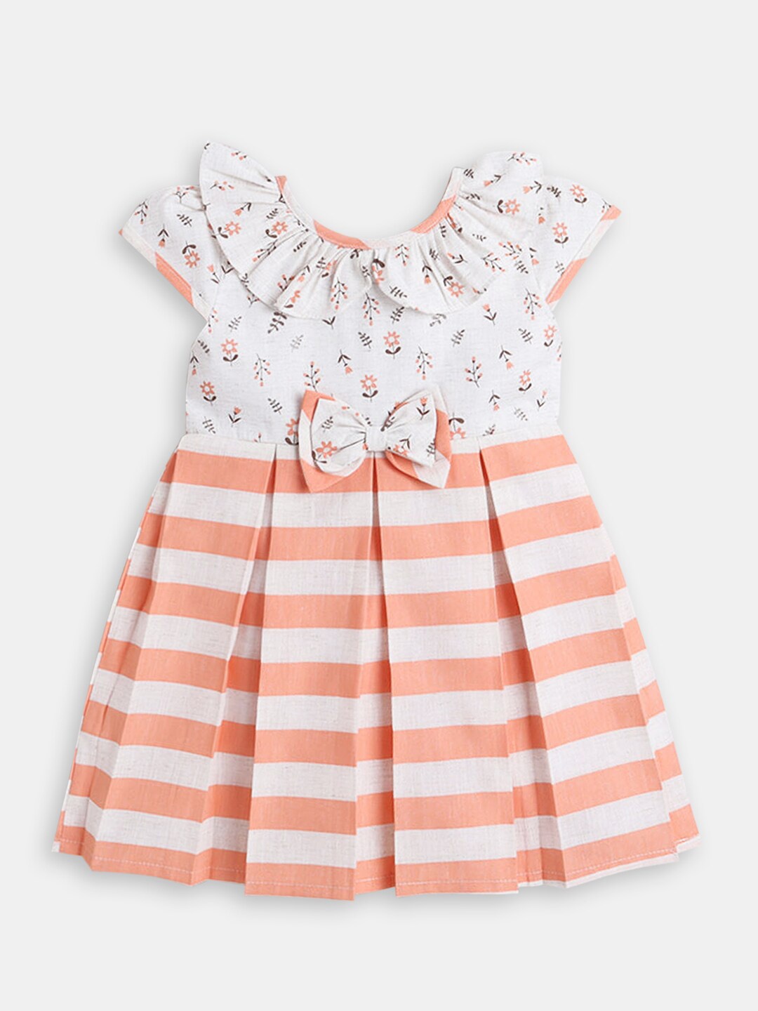 

Hopscotch Girls Striped Peter Pan Collar Fit & Flare Dress, Orange