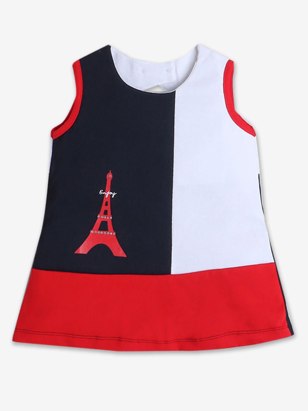 

Hopscotch Infant Girls Colourblocked Cotton A-Line Dress, Red