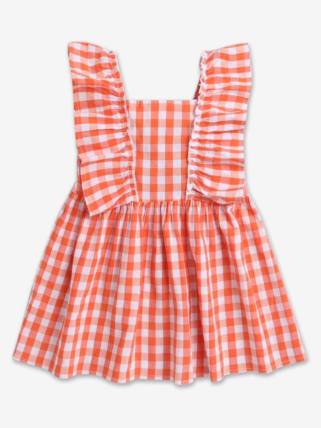 

Hopscotch Girls Checked Ruffled Fit & Flare Dress, White