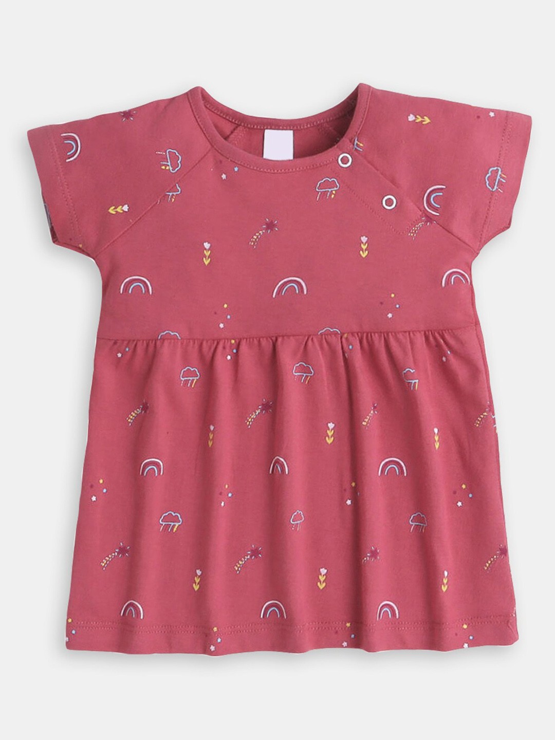 

Hopscotch Infant Girls Conversational Printed Cotton A-Line Dress, Pink