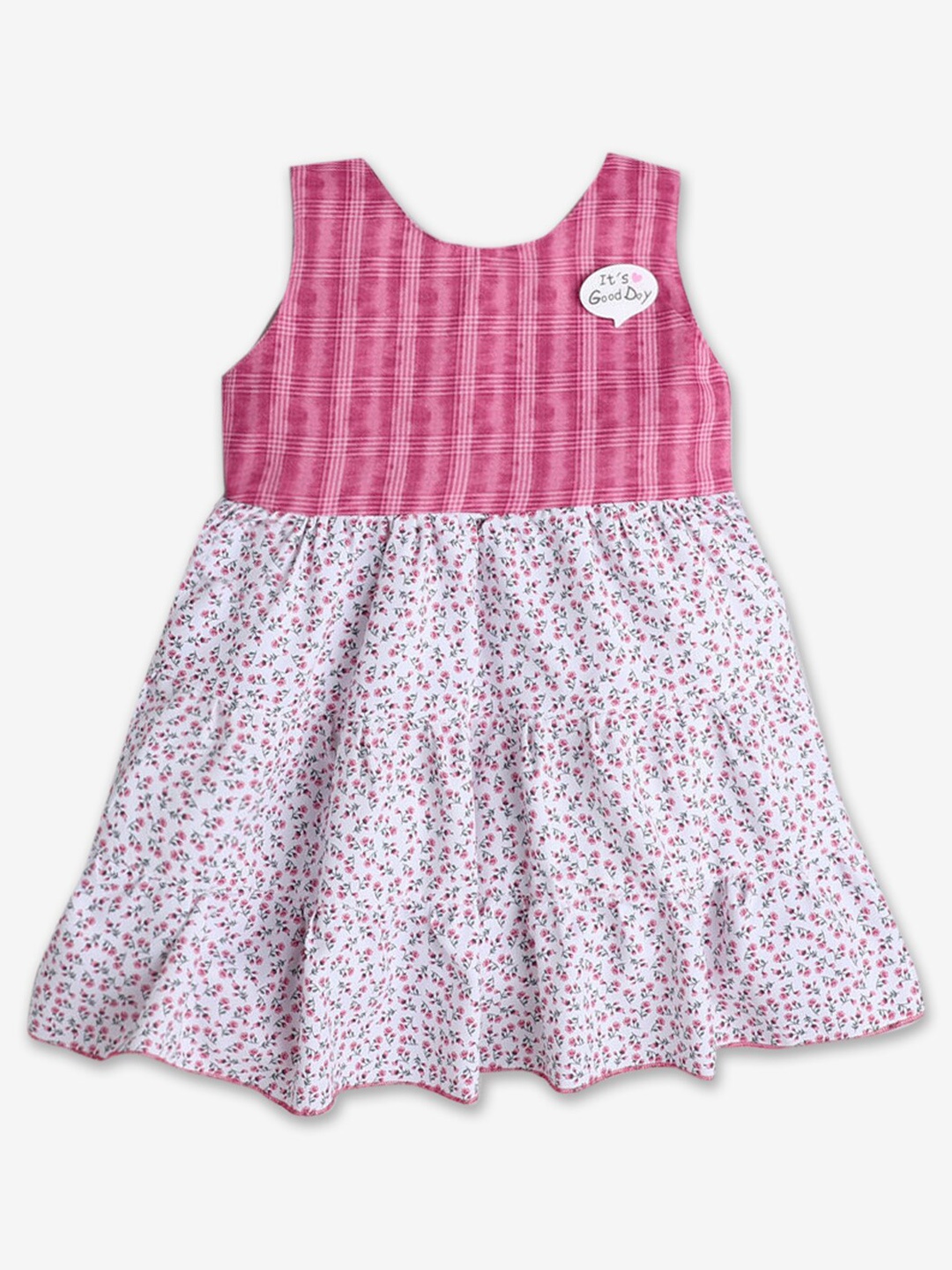 

Hopscotch Infant Girls Floral Printed Tiered Fit & Flare Dress, Pink
