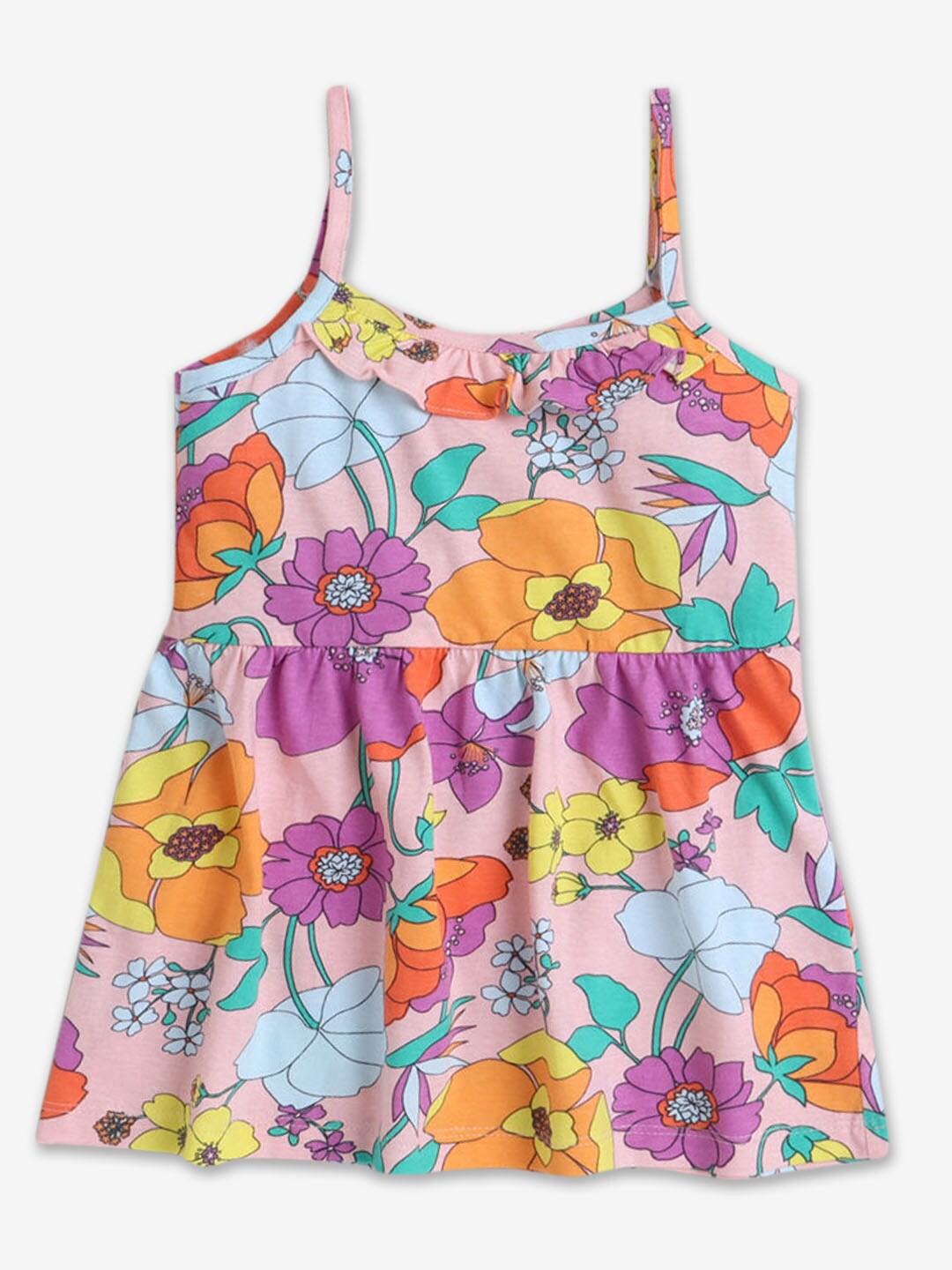 

Hopscotch Girls Floral Printed A-Line Dress, Pink