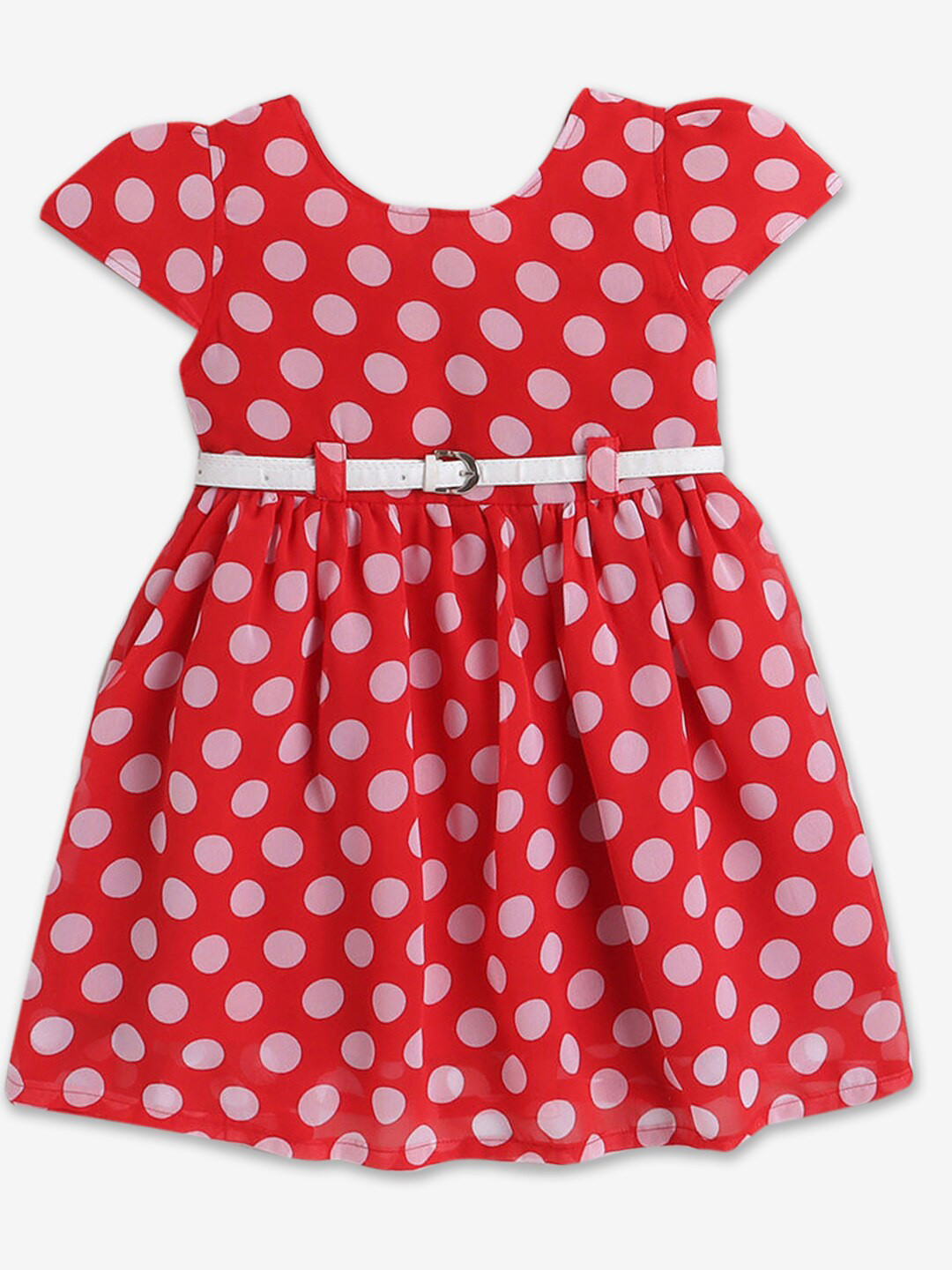 

Hopscotch Girls Polka Dot Printed Fit & Flare Dress, Red