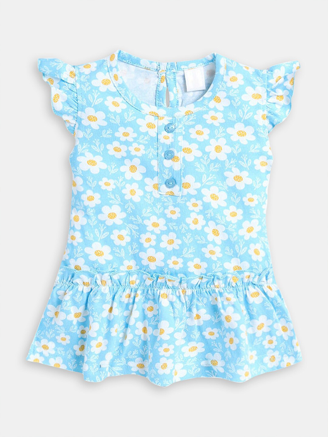 

Hopscotch Infant Girls Floral Printed Drop-Waist Dress, Blue
