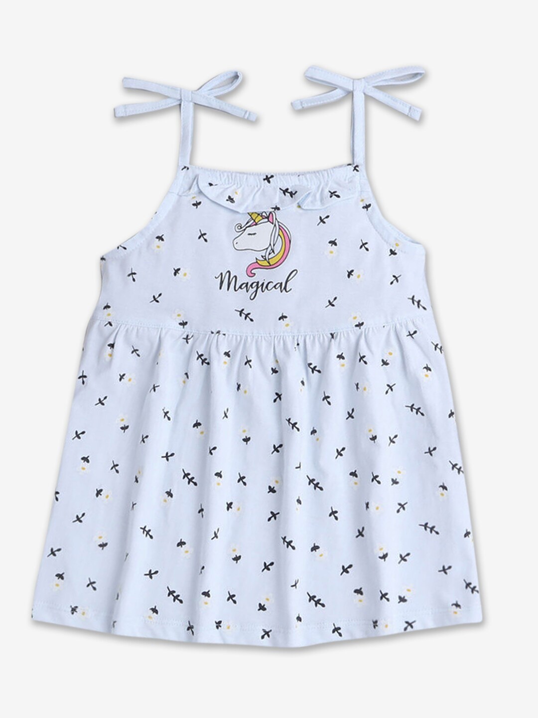 

Hopscotch Girls Conversational Printed Fit & Flare Dess, Blue