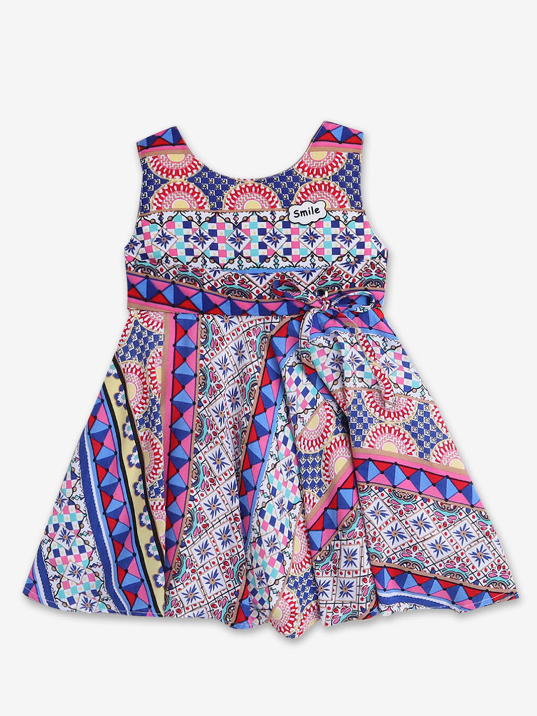 

Hopscotch Girls Floral Printed Fit & Flare Dress, Blue