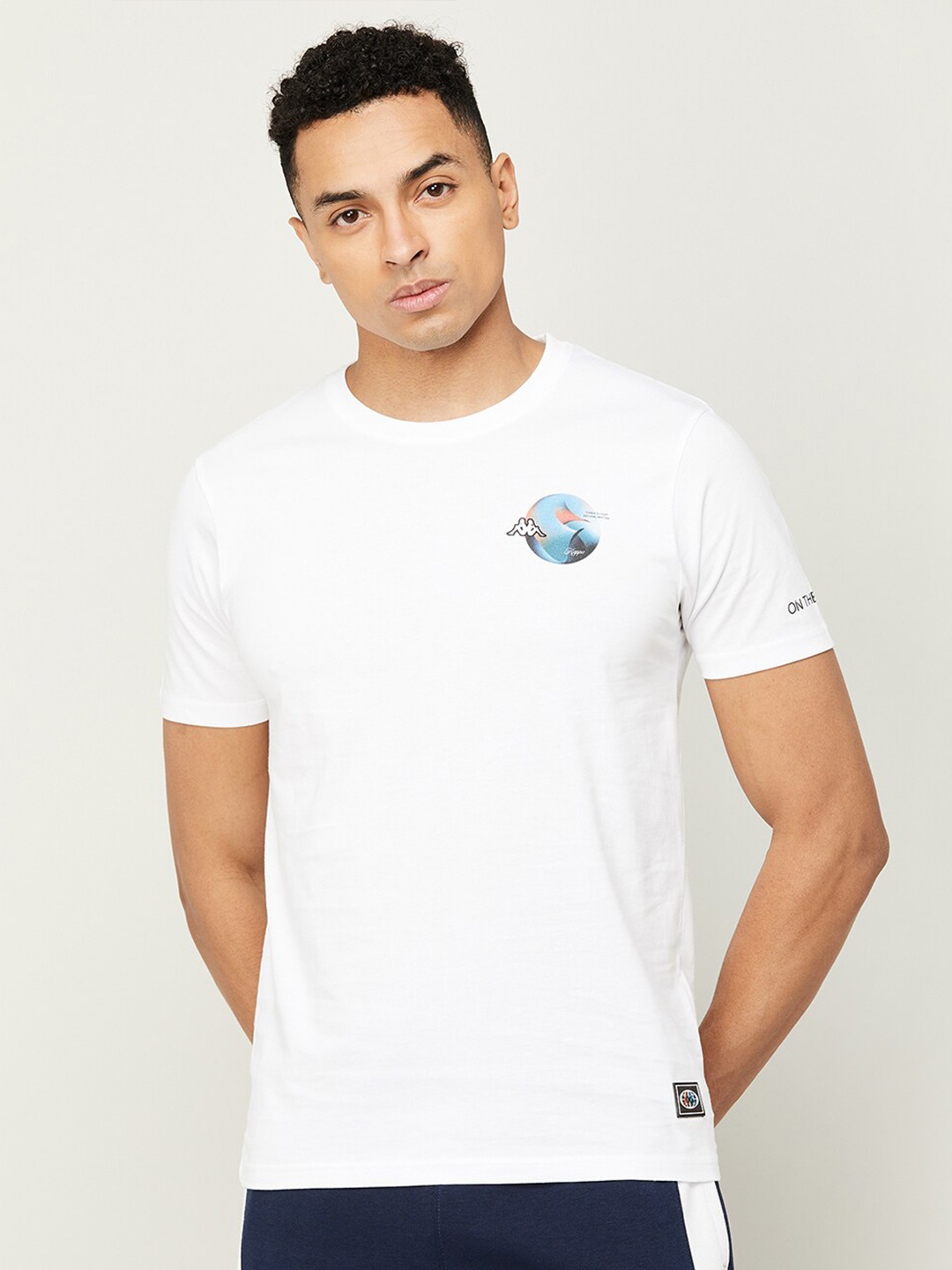 

Kappa Graphic Printed Round Neck Pure Cotton Sports T-shirt, White