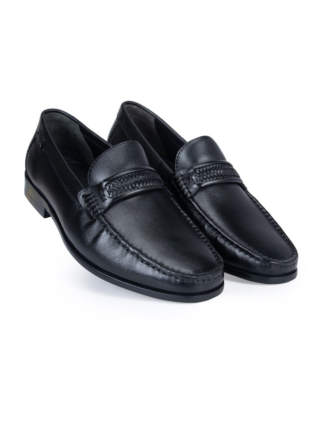 

ROSSO BRUNELLO Men Leather Formal Loafers, Black