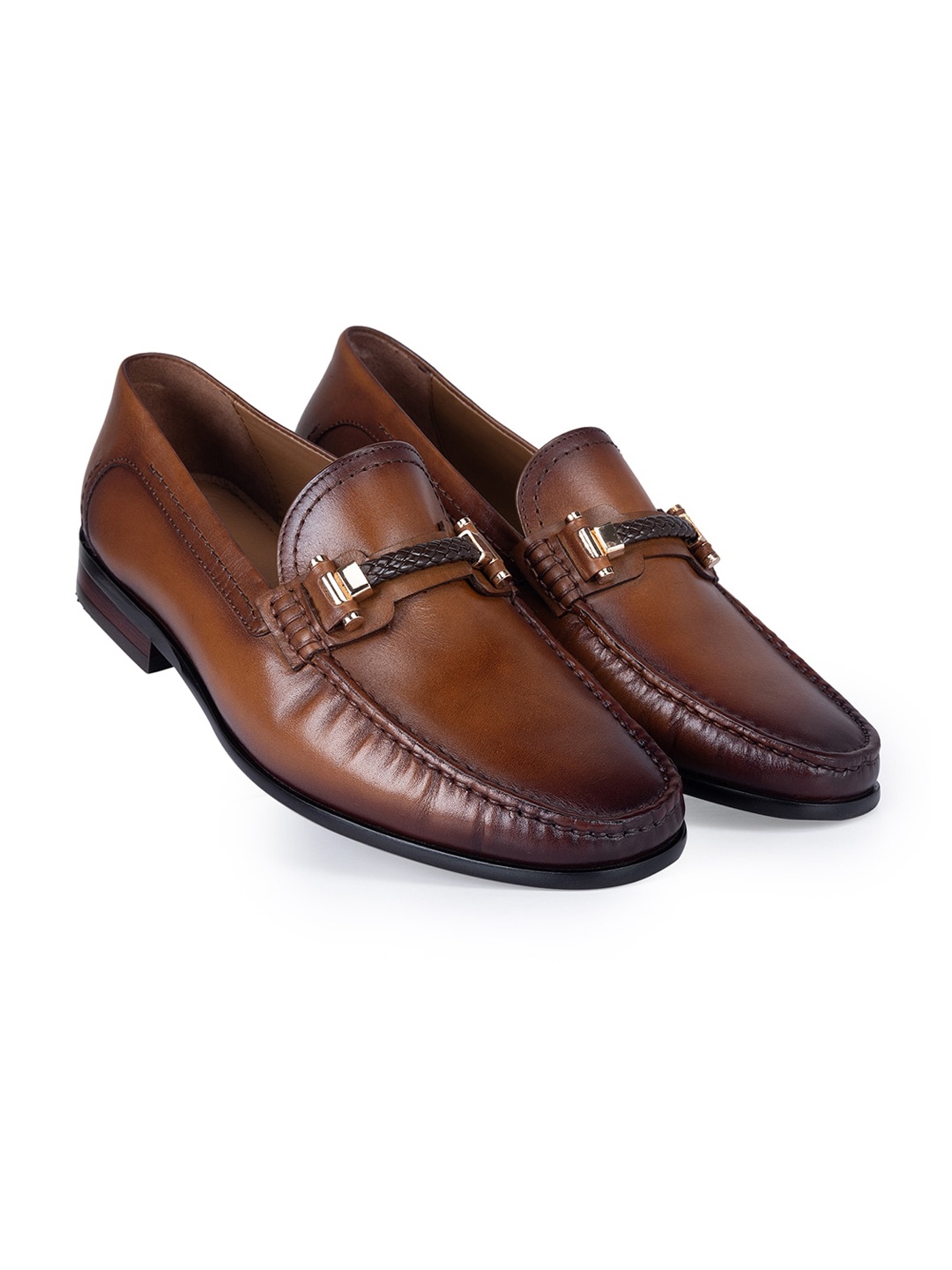 

ROSSO BRUNELLO Men Leather Formal Loafers, Tan