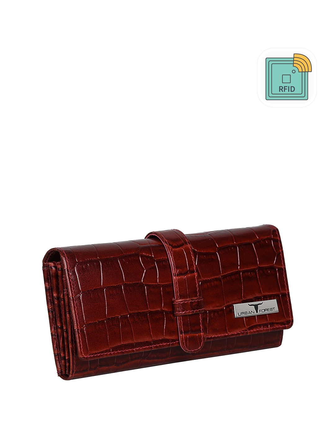 

URBAN FOREST Women Textured Leather Envelop With RFID, Red