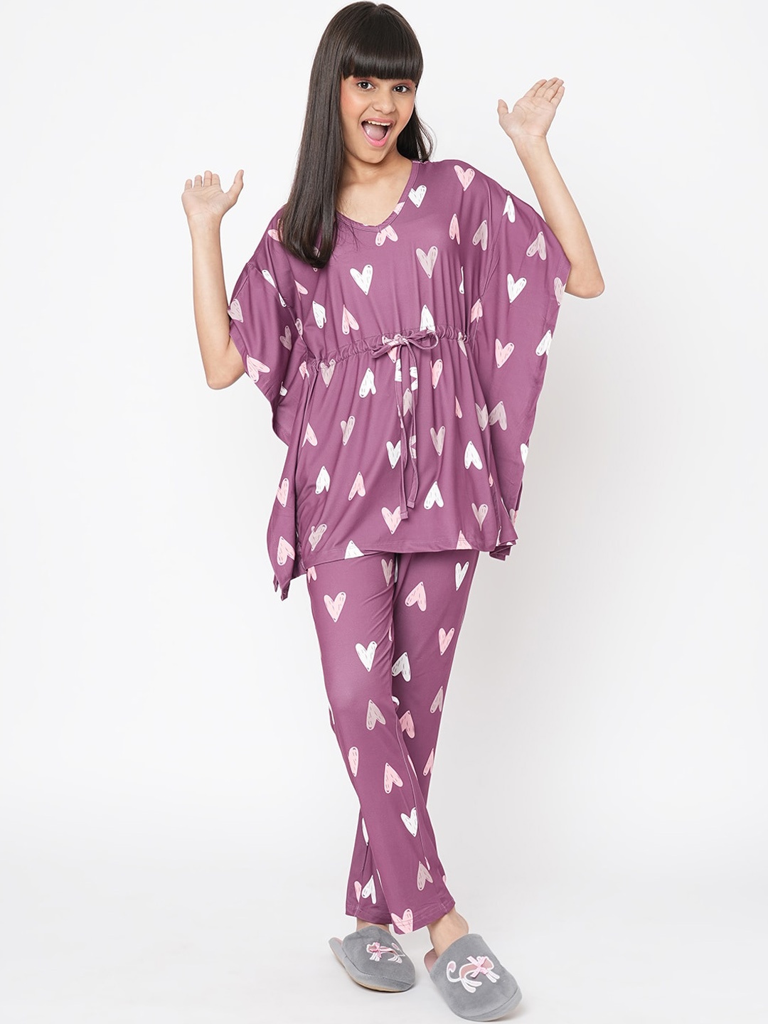 

Sweet Dreams Conversational Printed Pure Cotton Night Suit, Red