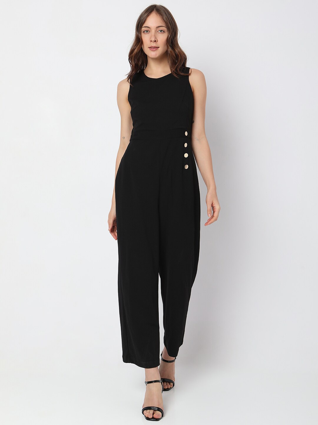 

Vero Moda Round Neck Sleeveless Basic Jumpsuit, Black
