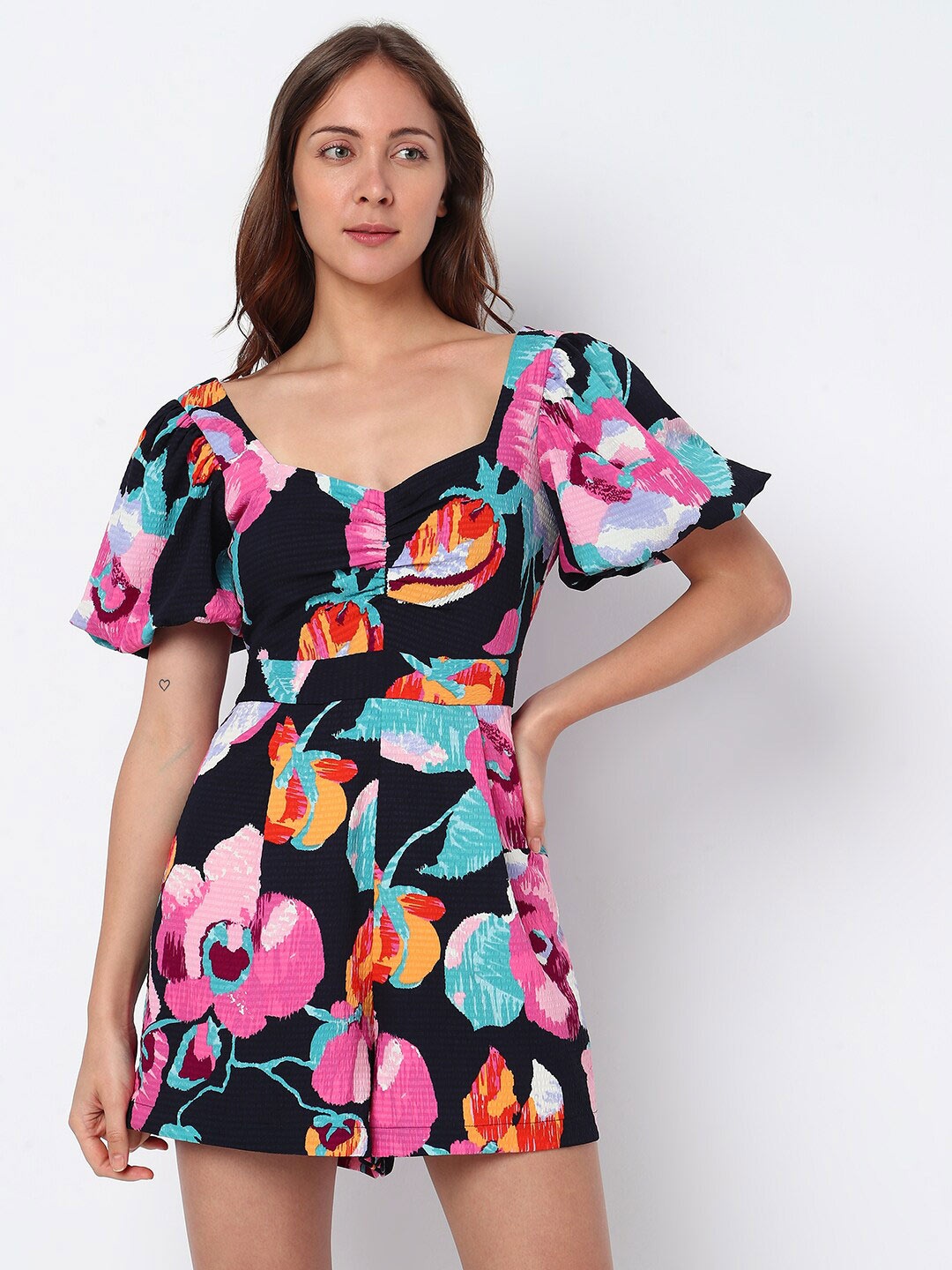

Vero Moda Floral Printed Flared Sleeves Jumpsuit, Black