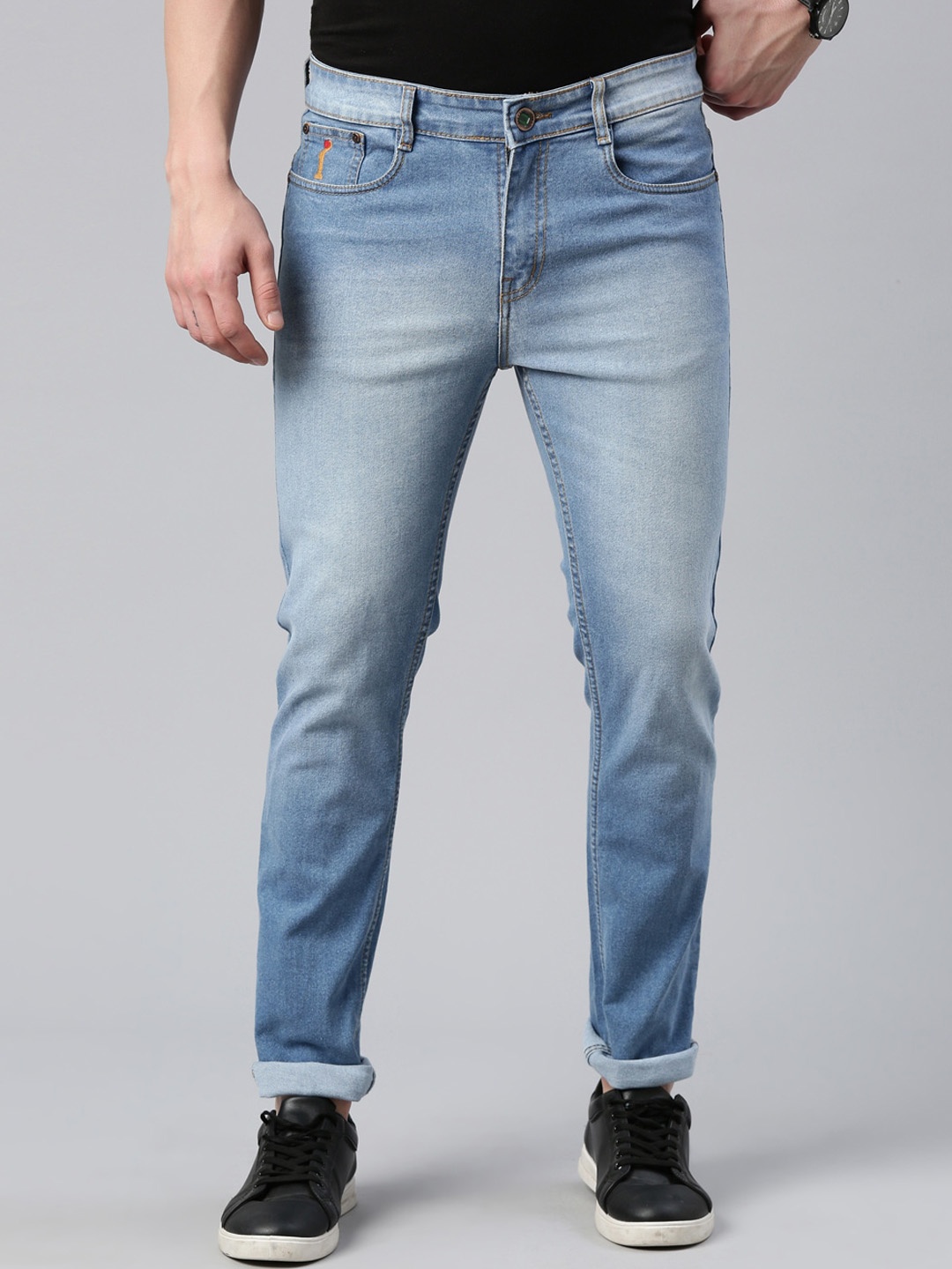 

CINOCCI Men Slim Fit Heavy Fade Cotton Jeans, Blue