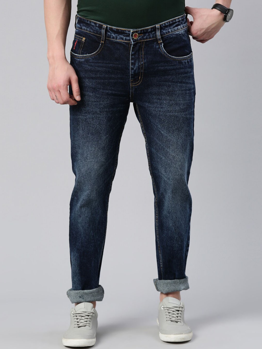 

CINOCCI Men Slim Fit Light Fade Cotton Jeans, Blue