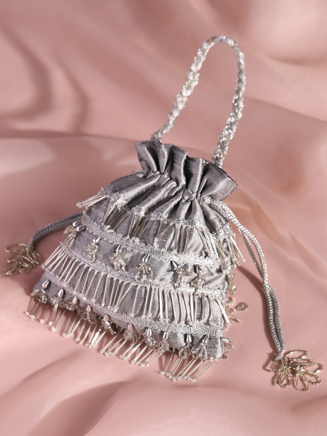 

DEEBACO Silver Hues Embellished Potli Clutch