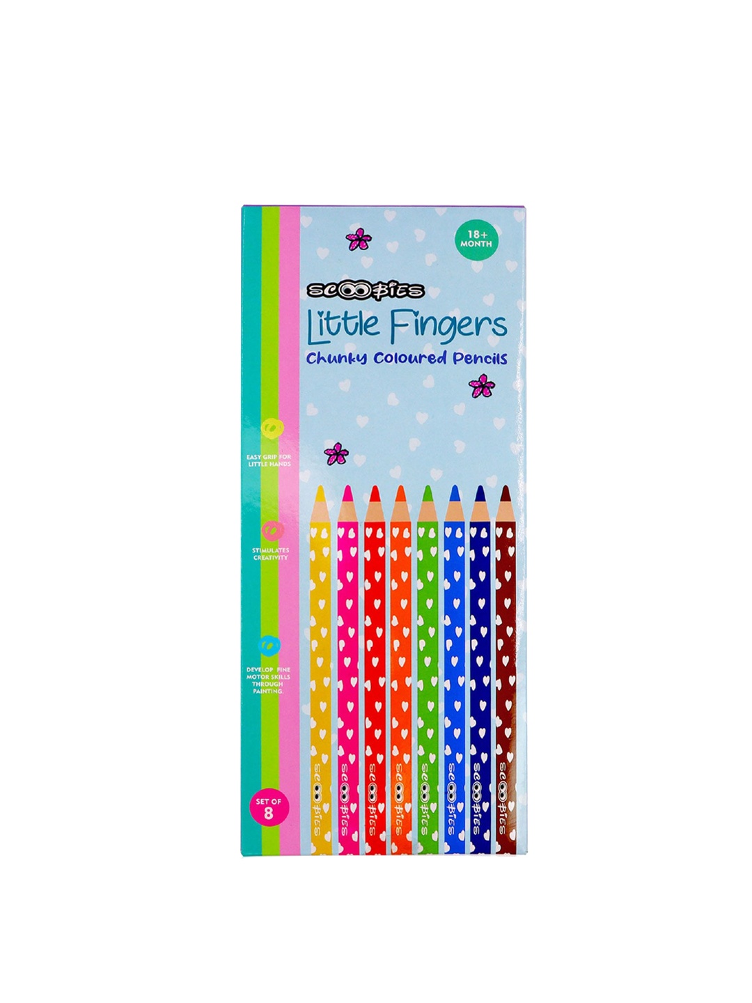 

SCOOBIES Set of 8 Little Fingers Chunky Colored Pencils, Pink