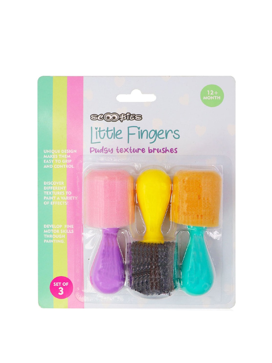 

SCOOBIES Set of 3 Pudgy Texture Brushes, Yellow