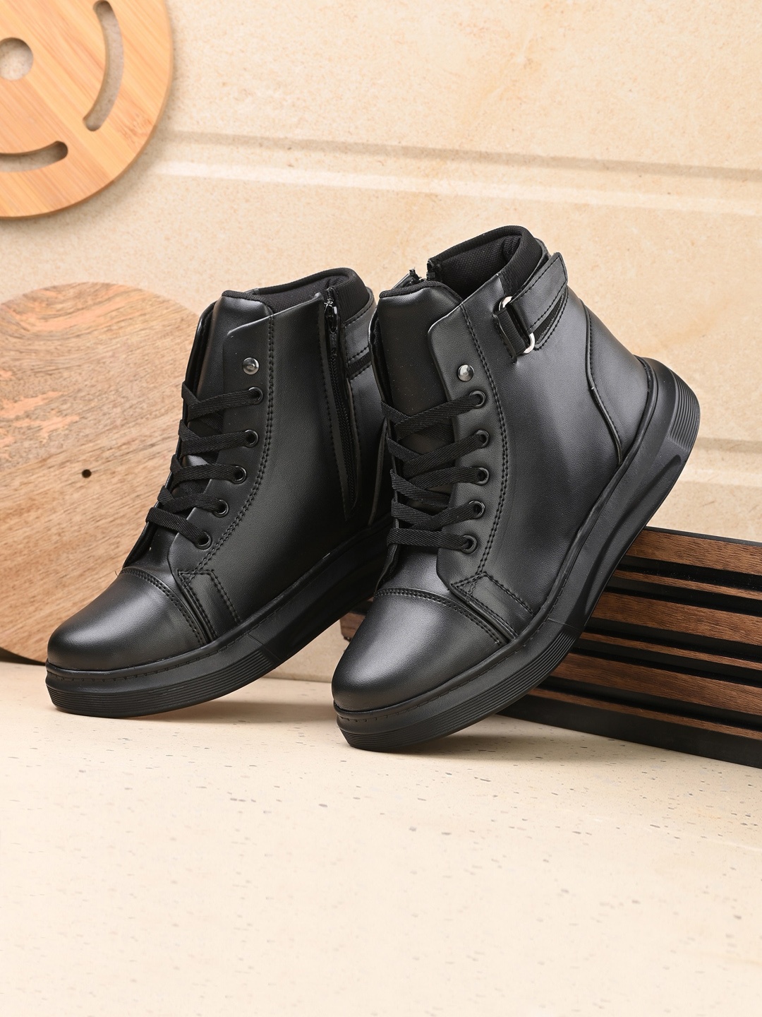 

knoos Men High-Top Regular Boots, Black