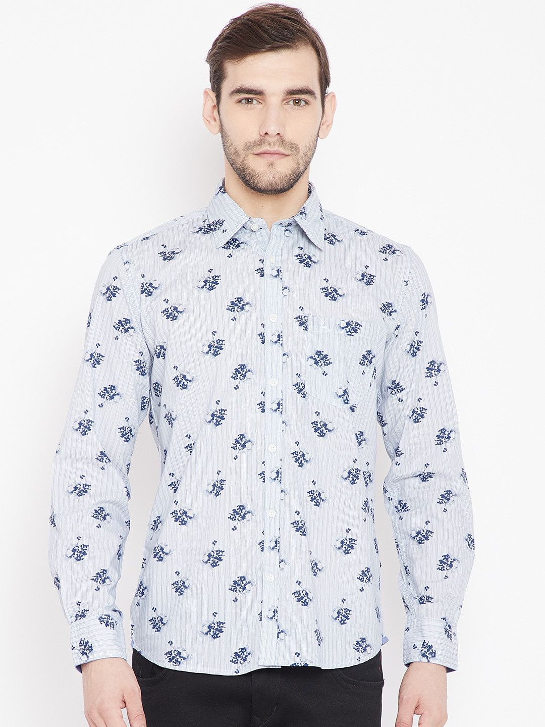 

Parx Men Blue Slim Fit Printed Casual Shirt