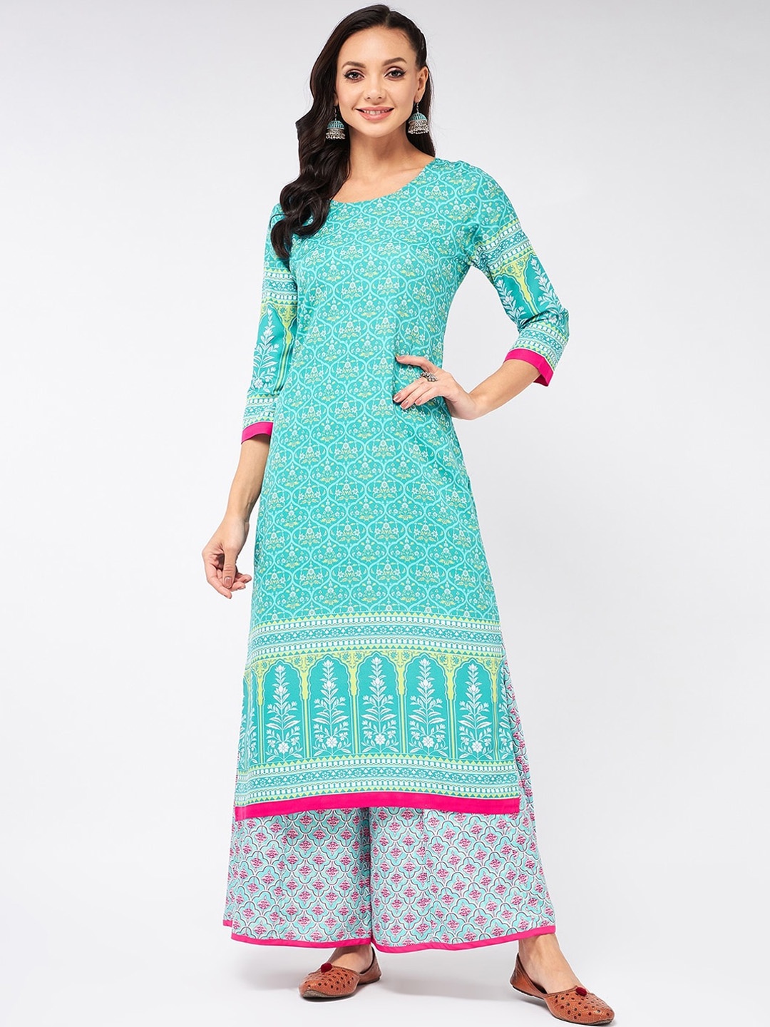 

Pannkh Ethnic Motifs Printed Regular Kurta, Blue