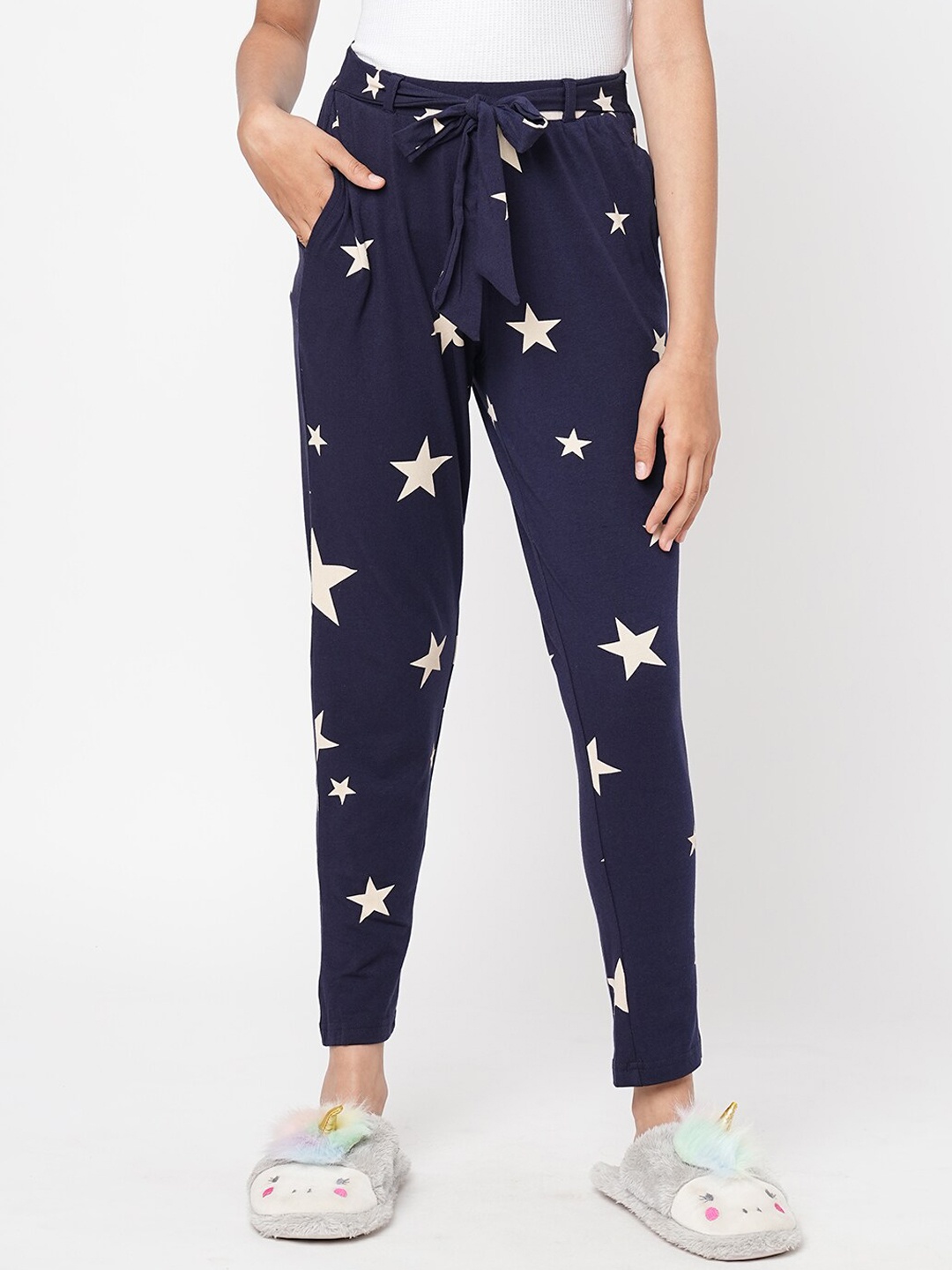 

Sweet Dreams Girls Printed Cotton Lounge Pants, Navy blue