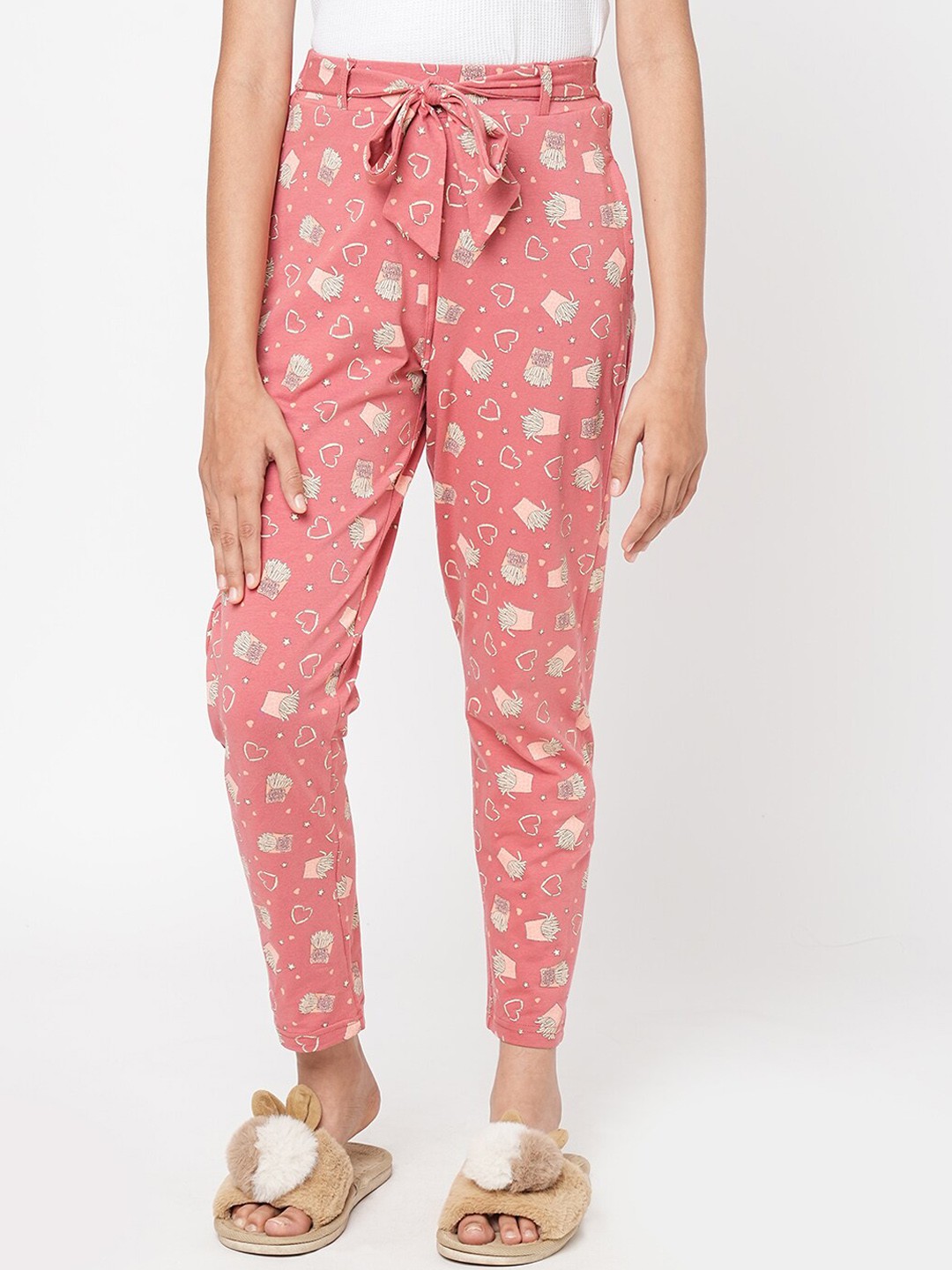 

Sweet Dreams Girls Printed Cotton blend Lounge Pants, Pink