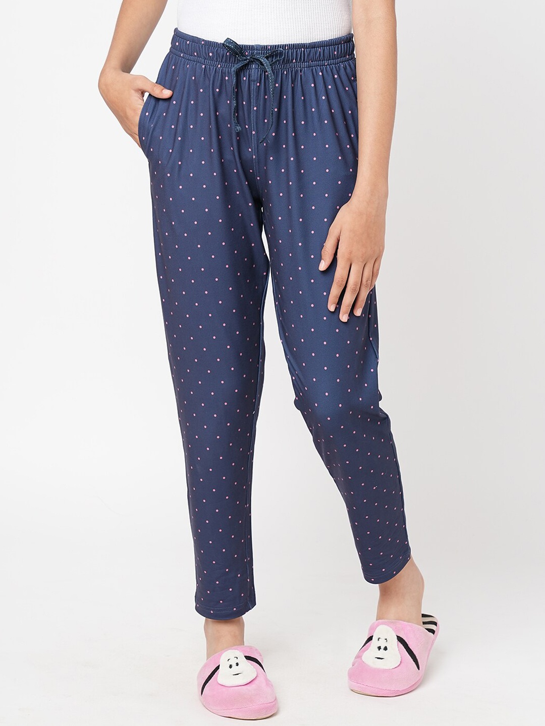 

Sweet Dreams Girls Printed Cotton Lounge Pants, Navy blue