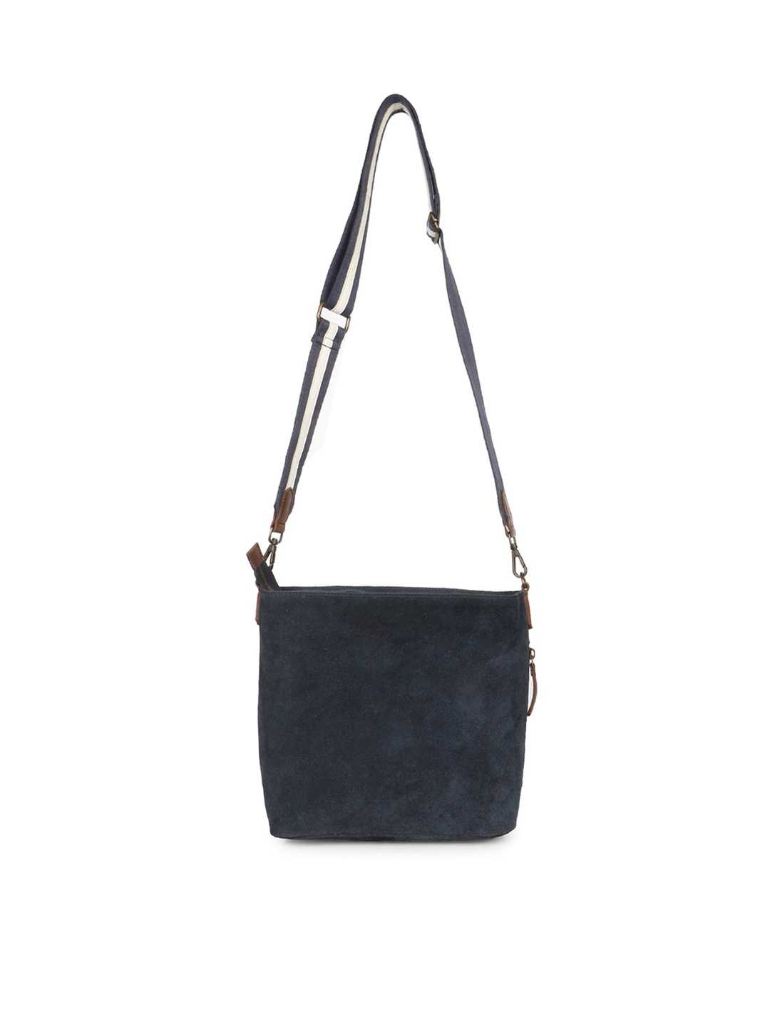 

Saint G Striped Leather Structured Sling Bag, Navy blue