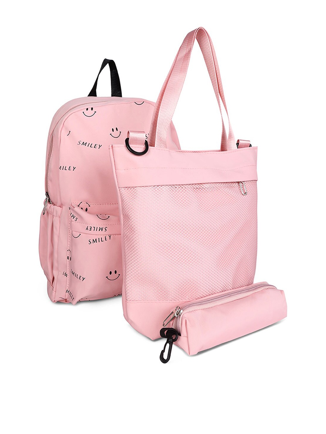 

London Rag Women Set Of 3 Tote Bag, Pouch And Backpack, Pink