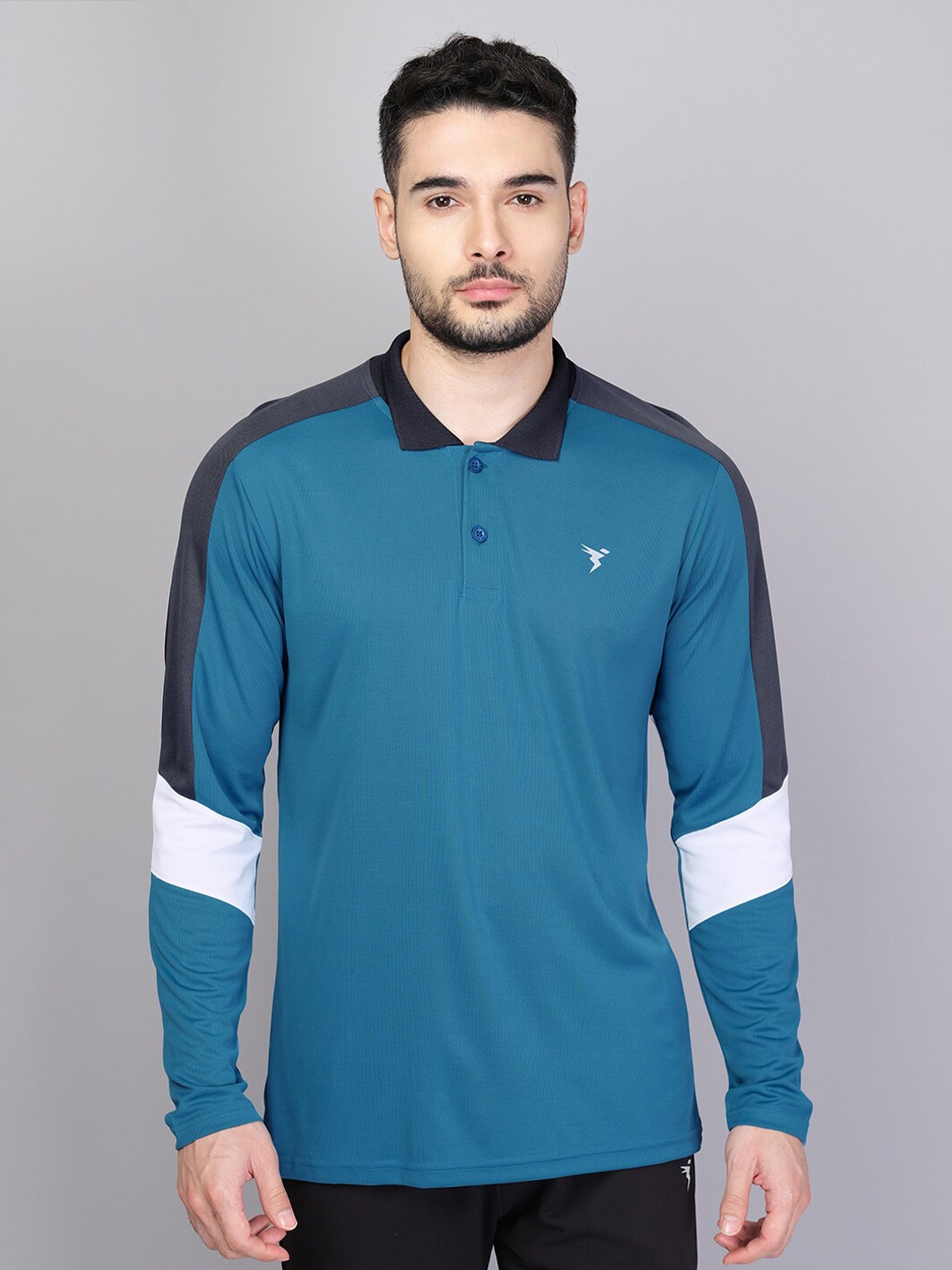 

Technosport Polo Collar Antimicrobial Slim Fit Training & Gym T-shirt, Teal