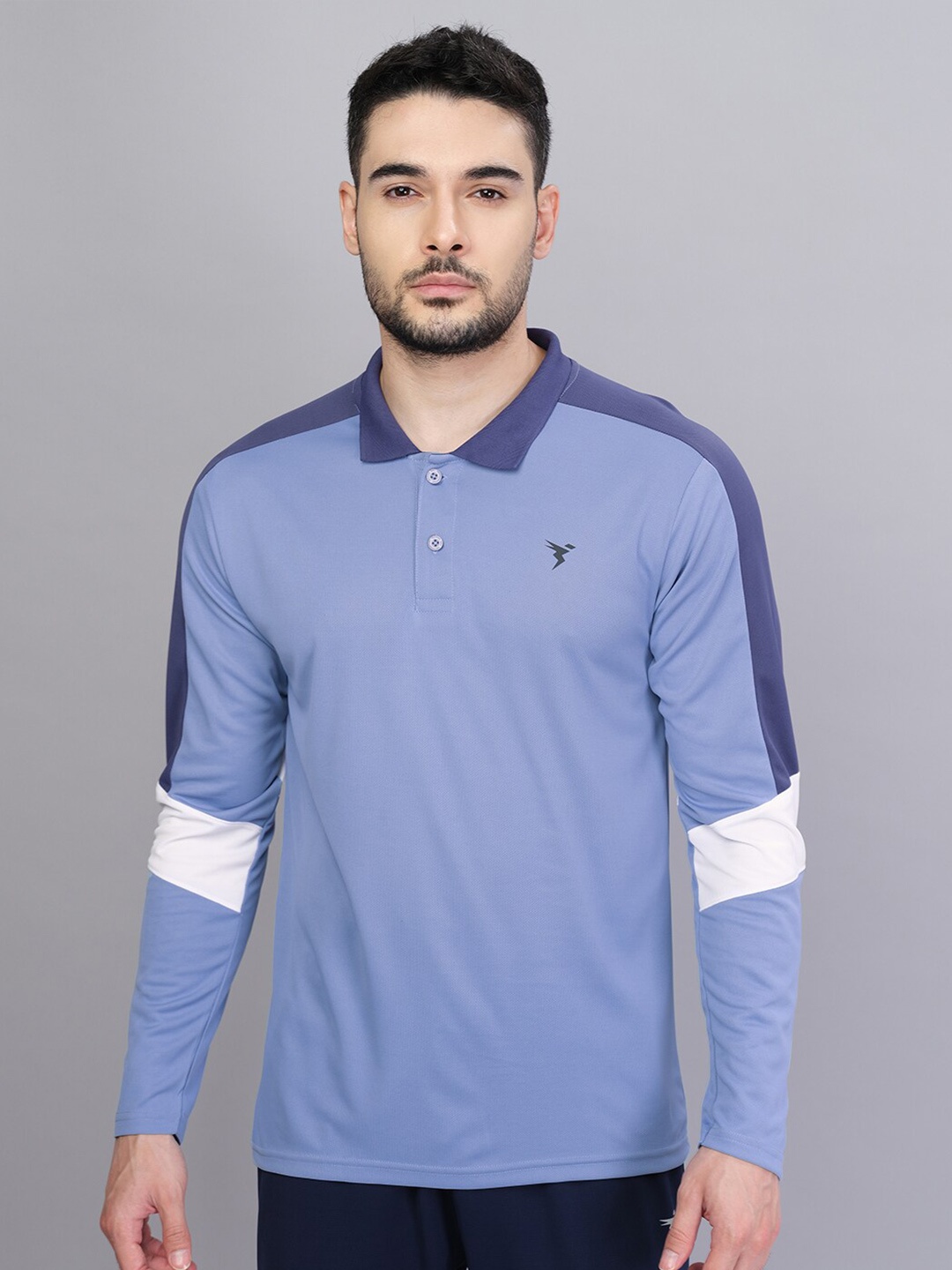 

Technosport Polo Collar Antimicrobial Slim Fit Training & Gym T-shirt, Blue