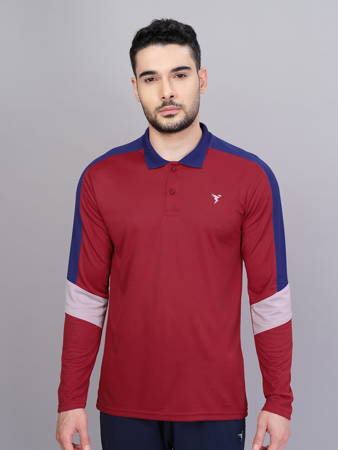 

Technosport Polo Collar Antimicrobial Slim Fit Training & Gym T-shirt, Red