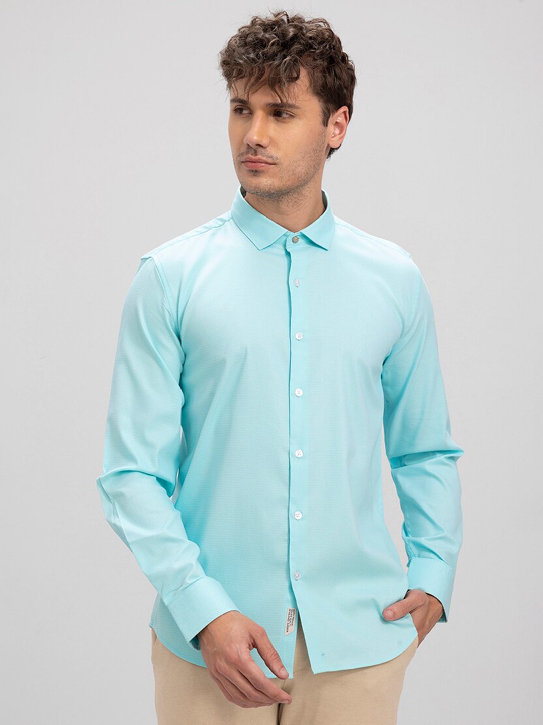 

Snitch Spread Collar Slim Fit Cotton Casual Shirt, Blue