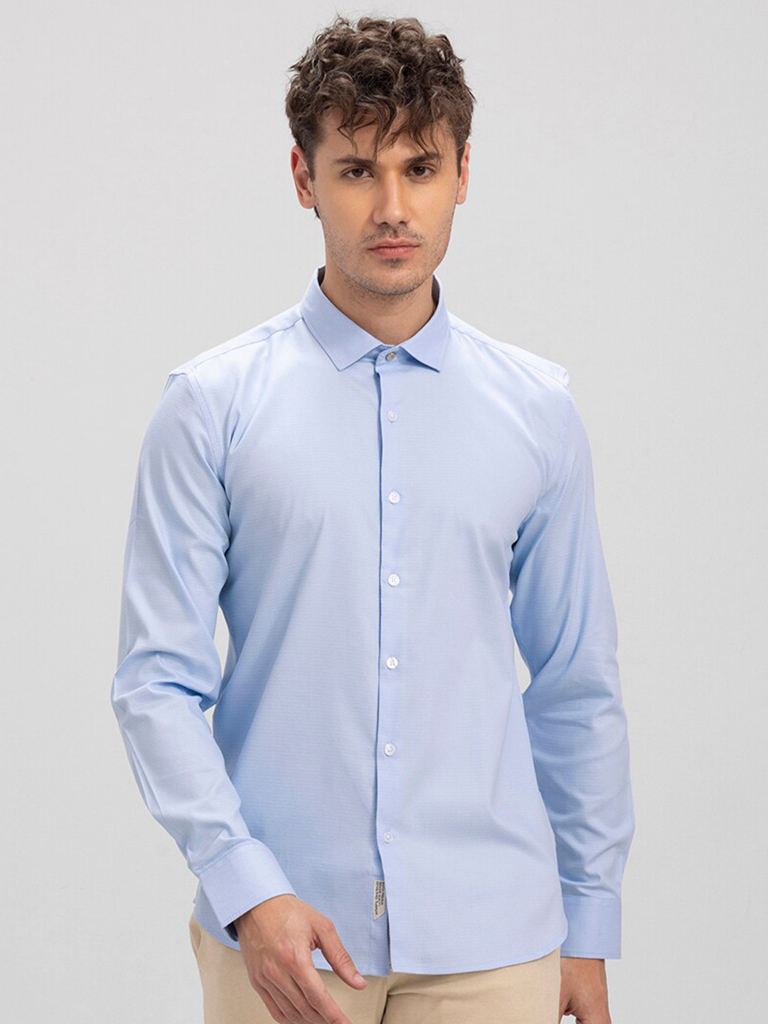 

Snitch Spread Collar Slim Fit Cotton Casual Shirt, Blue