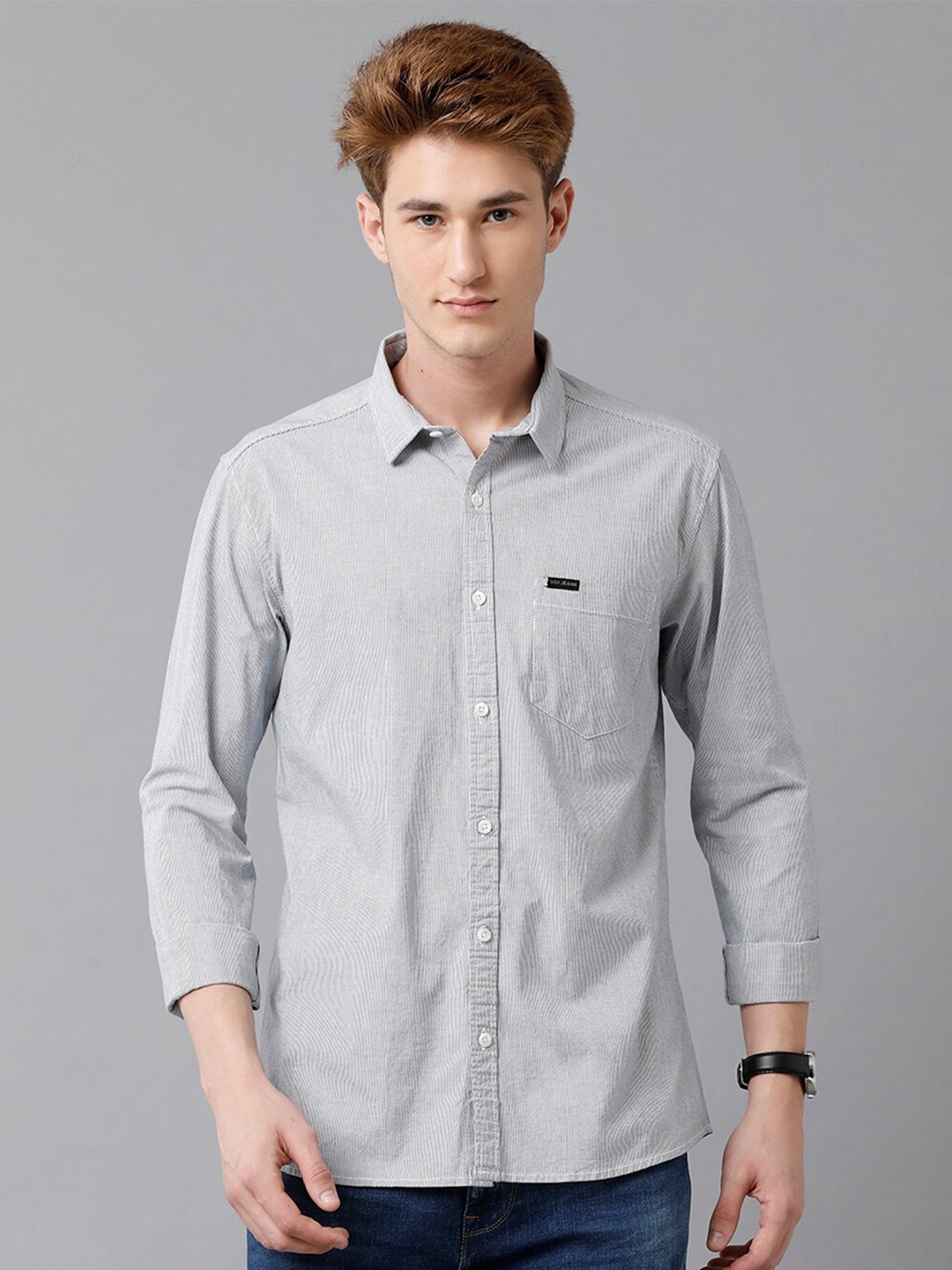 

Voi Jeans Slim Fit Pure Cotton Casual Shirt, Grey
